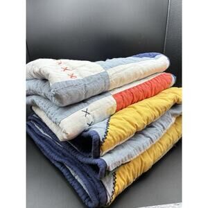 POTTERY BARN KIDS Connor Patchwork Quilted (2) Euro Shams & (2) Pillowcases